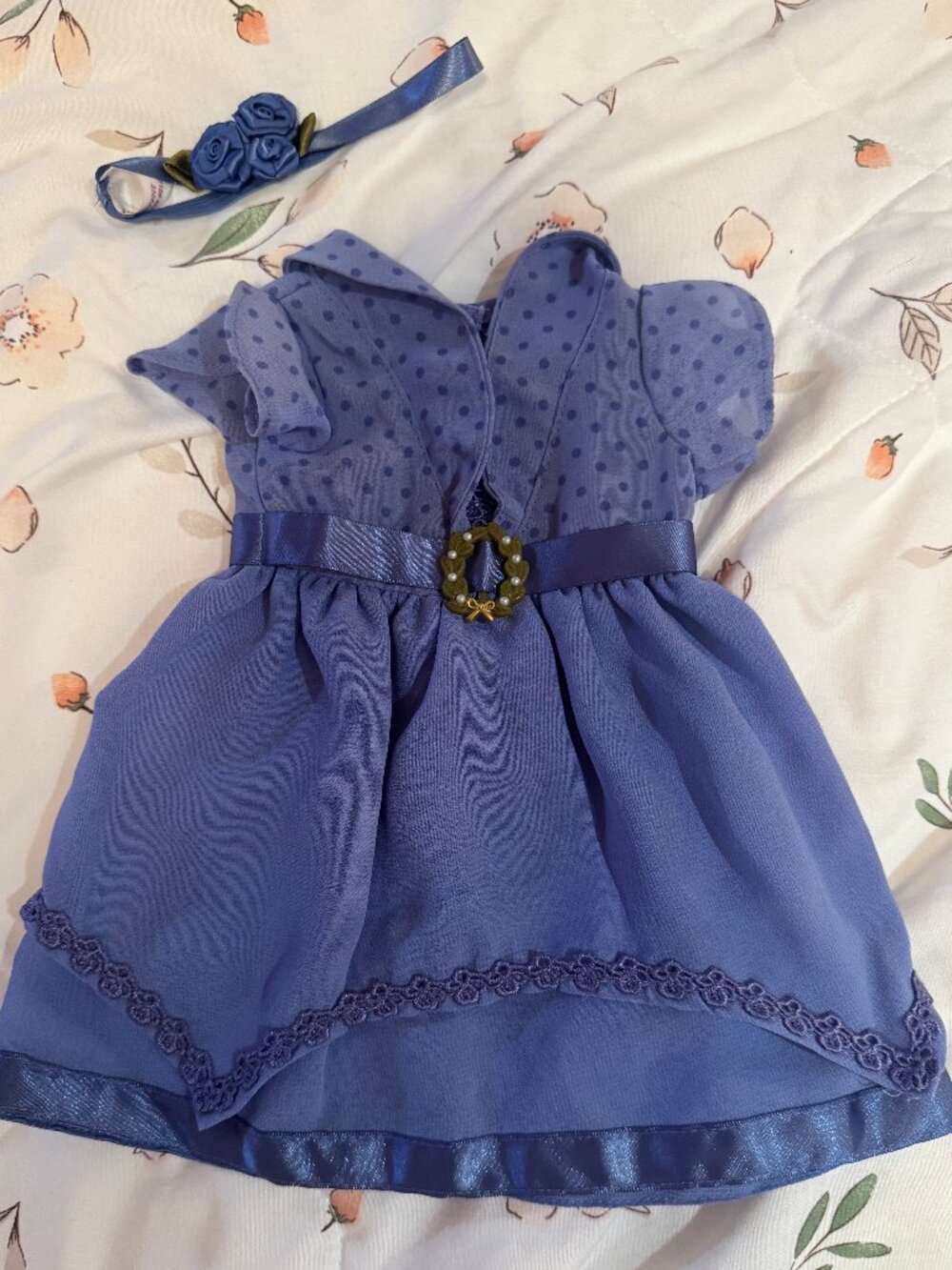 American Girl Blue Polkadot Dress Set